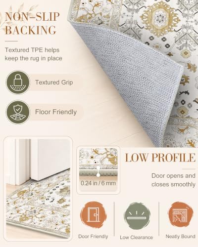 OLANLY 5x7 Washable Area Rug, Soft Non Slip Carpet for Bedroom Living Room