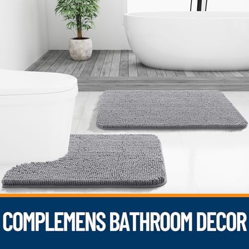 OLANLY Bathroom Runner Rugs 40x24, Extra Soft Absorbent Chenille Bath Rugs