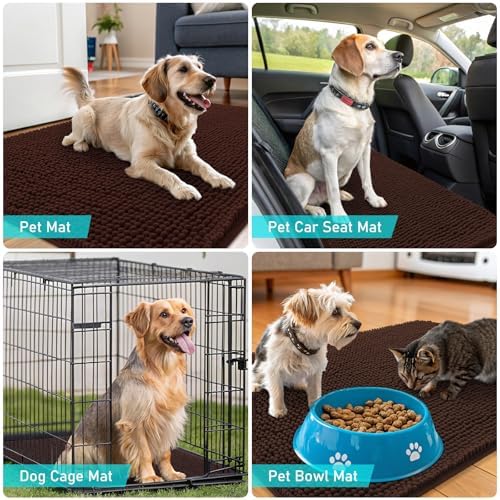 OLANLY Dog Door Mat for Muddy Paws 34x21, Super Absorbent Chenille Mud Mat