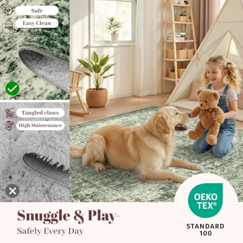 Homemate Washable Rug 8x10 Area Rugs - Vintage Rugs for Living Room