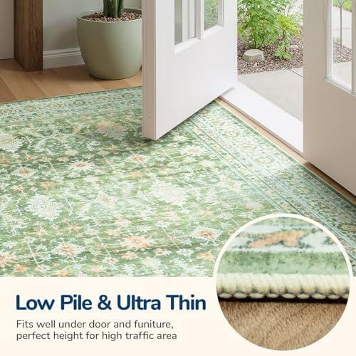 Lessymo Area Rugs 8 x 10 for Living Room,Large Washable Carpet Light Green