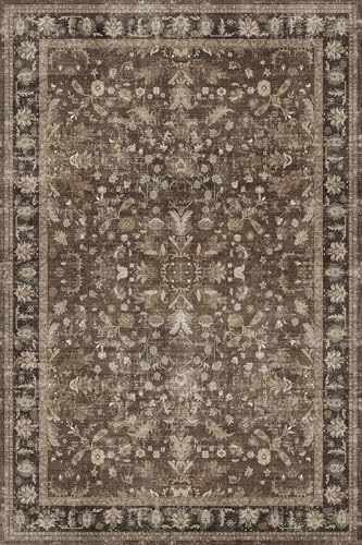 Washable Non-Slip Kitchen Rugs Sets of 2, Brown Kitchen Mats for Floor, Soft Low Pile Stain Resistant Runner Rugs for Sink Laundry Entryway Hallway Bathroom,Pet-Friendly
