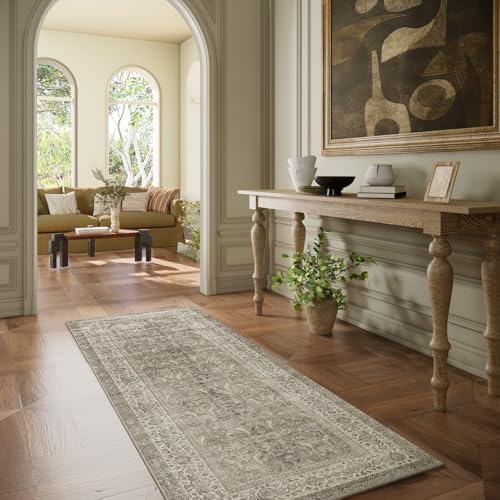 Washable Runners for Hallways Kitchen Rug: 2'6"x8' Runner Rugs Stain Resistant Non Slip Low Pile Soft Carpet Runners for Hallways Bedroom Entryway Indoor Beside Bathroom Laundry Room
