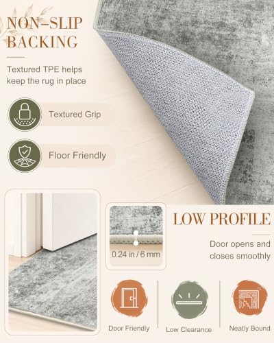 OLANLY 2x5 Washable Runner Rug, Soft Non Slip Carpet for Hallway Kitchen