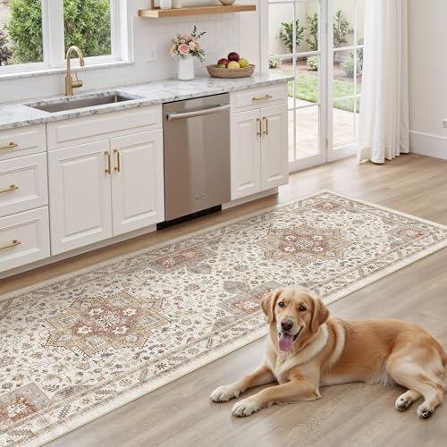 cotiled 3x10 Hallway Runner Rug for Entryway, Non-Slip Vintage, Golden Taupe