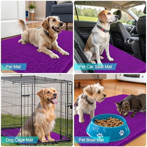 OLANLY Dog Door Mat for Muddy Paws 47x20, Super Absorbent Chenille Mud Mat