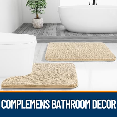 OLANLY Large Bathroom Rugs 59x35, Extra Soft Absorbent Chenille Bath Rugs