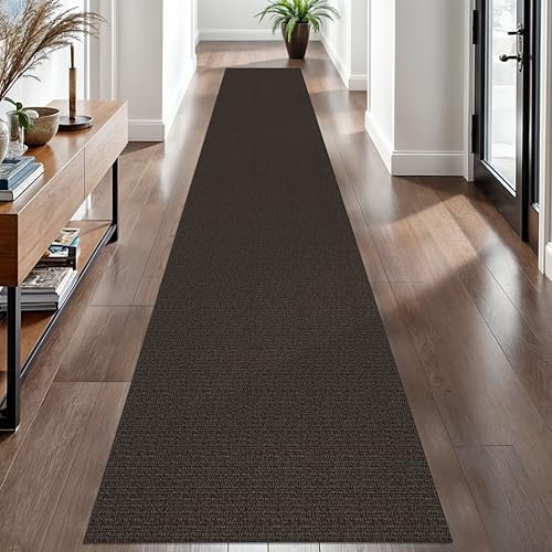 EARTHALL Washable Runner Rug, Non Slip Hallway Rug, 2x12 Ft, Taupe/Coffee