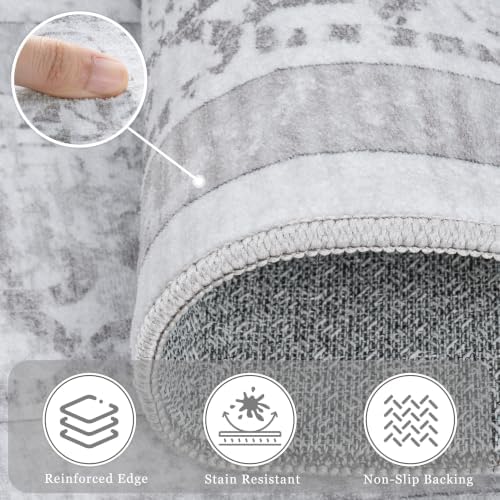 9x12 Washable Area Rugs for Living Room Grey Non-Slip Rug