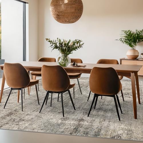 Hazo Haus Taupe Brown Extra Large Area Rug for Living Room 10x14 – Modern Farmhouse Rustic Washable Rug for Dining Room & Bedroom, Non-Slip Foldable Dark Academia Décor, Distressed Design
