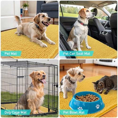 OLANLY Dog Door Mat for Muddy Paws 47x20, Super Absorbent Chenille Mud Mat