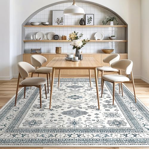 cotiled 5x7 Area Rug for Living Room, Washable, Traditional, Powder Blue