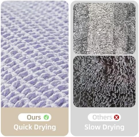 TYUU Waffle Runner Rug Bathroom, Long Cute Bath Mat, 72x24 Lavender Cream