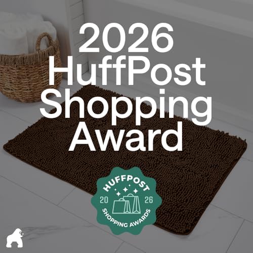 GORILLA GRIP Bath Rug Mat for Bathroom, Absorbent Chenille, 24x17 Brown