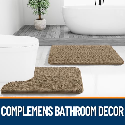 OLANLY Bathroom Runner Rugs 47x20, Extra Soft Absorbent Chenille Bath Rugs