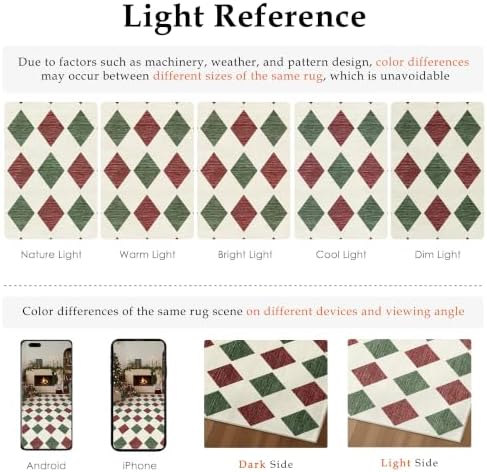 PureCozy Christmas Area Rug 5x7 for Living Room Checkered Modern Red Carpet