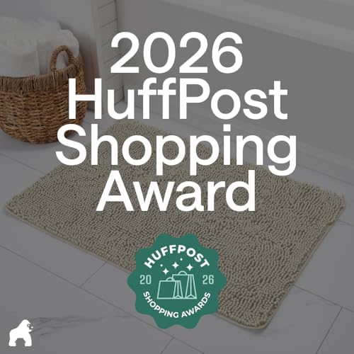 GORILLA GRIP Bath Rug Mat for Bathroom, Thick Chenille, 24x17 Dusty Cloud