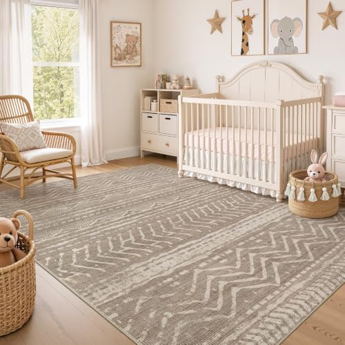 Nakagishi Boho 7x9 Area Rug Living Room Rugs Machine Washable Dark Brown