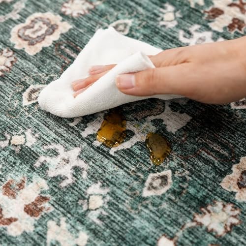 Washable Hallway Runner Rug 4x12: Green 12ft Runners for Hallways Non Slip