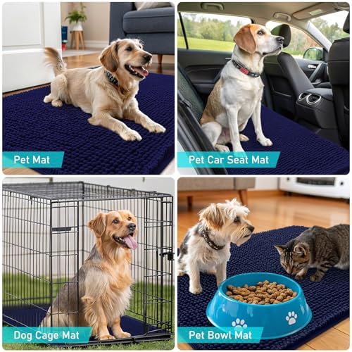 OLANLY Dog Door Mat for Muddy Paws 35x24, Super Absorbent Chenille Mud Mat