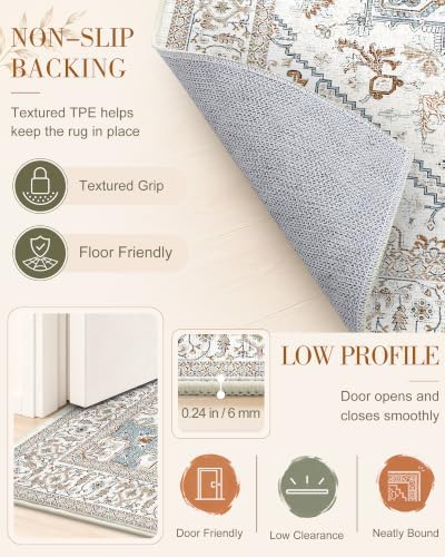 OLANLY 2x3 Washable Small Rug Non Slip Indoor Door Mat for Entryway Bedside