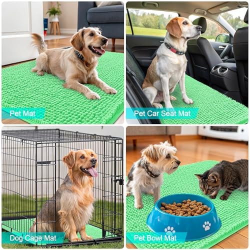 OLANLY Dog Door Mat for Muddy Paws 36x24, Super Absorbent Chenille Mud Mat