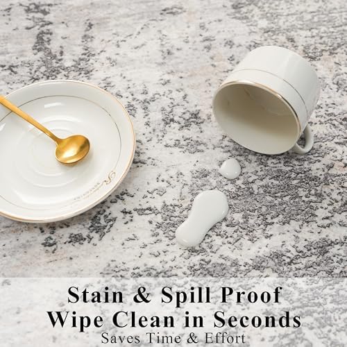 3x10 ft Long Hallway Runner Rug – Non-Slip Washable Kitchen Floor Rug with Rubber Backing, Modern Low Pile Thin Wide Carpet Runners for Bedroom, Entryway Indoor(Gray Beige,3x10)
