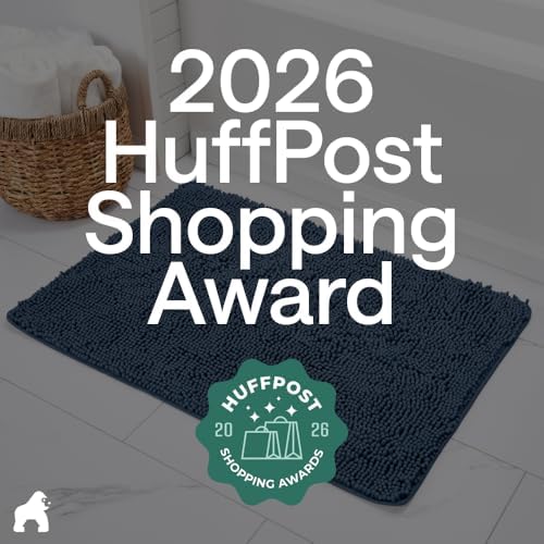GORILLA GRIP Bath Rug Mat for Bathroom, Absorbent Chenille, 30x20 Navy Blue