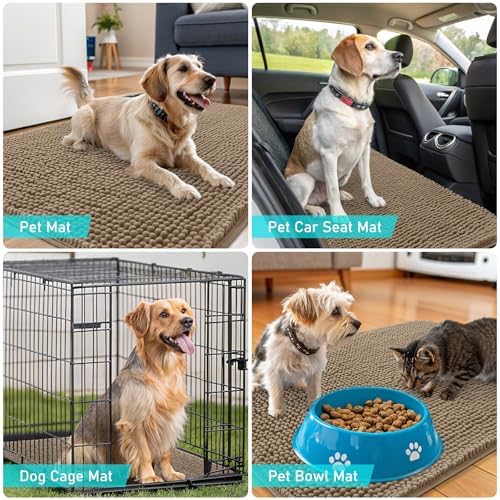 OLANLY Dog Door Mat for Muddy Paws 40x24, Super Absorbent Chenille Mud Mat