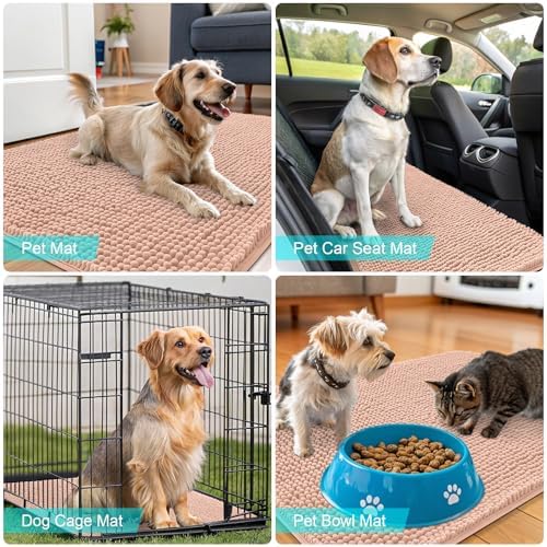 OLANLY Dog Door Mat for Muddy Paws 35x24, Super Absorbent Chenille Mud Mat