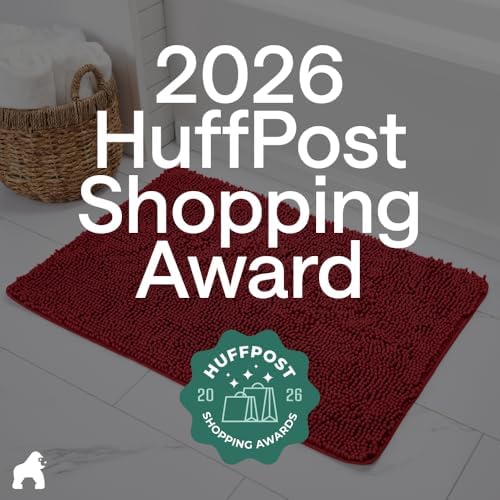 GORILLA GRIP Bath Rug Mat for Bathroom, Absorbent Chenille, 60x24 Red