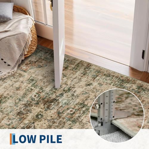 GarveeHome Washable Rug 2x3 Vintage Small Entryway Rugs Rust/Green