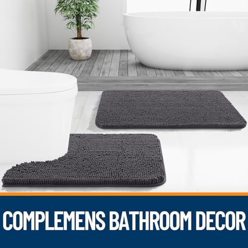 OLANLY Large Bathroom Rugs 59x35, Extra Soft Absorbent Chenille Bath Rugs