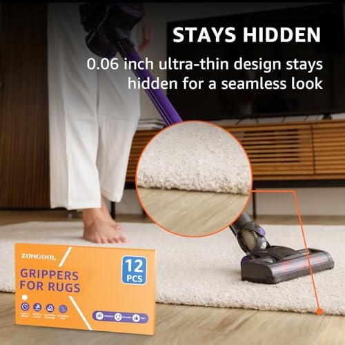 ZONGOOL 12PCS Rug Tape Non Slip Rug Pad Grippers Double Sided Carpet Tape