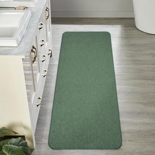 Bosap Bath Mat,Ultra Thin Bathroom Runner Rugs,Large Bath Mats for Bathroom,Quick Dry,Non-Slip,Machine Washable,Low Pile,Bath Rug,Shower Outside,Sink,Home Decor Accessories.Green,2'x5'(24x60inch)