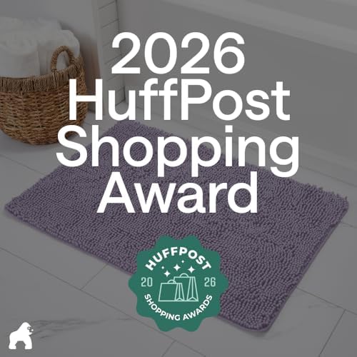 GORILLA GRIP Bath Rug Mat for Bathroom, Absorbent Chenille, 24x17 Purple