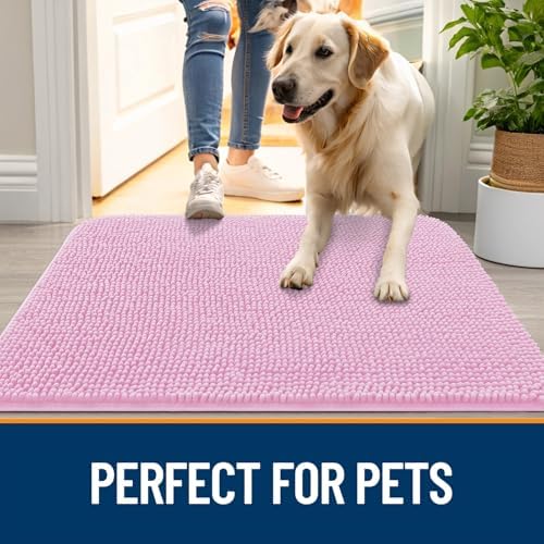 OLANLY Dog Door Mat for Muddy Paws 24x16, Super Absorbent Chenille Mud Mat