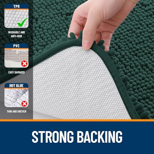 OLANLY Toilet Rugs U-Shaped 24x24, Soft Absorbent Chenille Contour Rugs