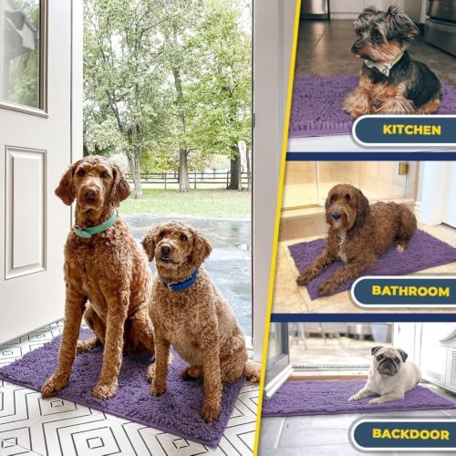 Muddy Mat® | Super Water Absorbent Door Mat Indoor, Microfiber Quick Dry Chenille Entryway Rug, Slip Resistant Front Door Mat, Indoor Mats for Entryway, Machine Washable Pet Rug, Lavender 24" x 72"