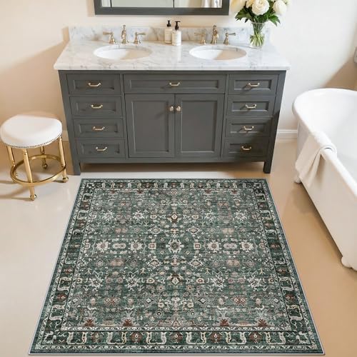 Washable 3x3 Square Entry Rug: Rugs for Kitchen Bedroom Entryway Bathroom