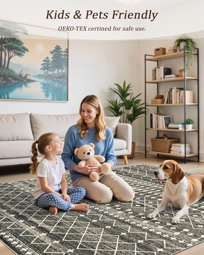 Miukiki 10x14 Area Rugs for Living Room Non Slip Washable Rug Black