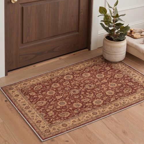 Bavni 8X10 Living Room Area Rug, Boho OrientalFloral Washable Non Slip