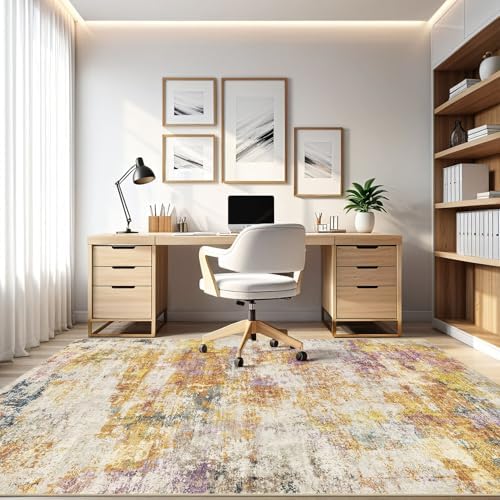 LOONGRUG 10x14 Area Rugs Washable Large Neutral Modern Living Room Rug