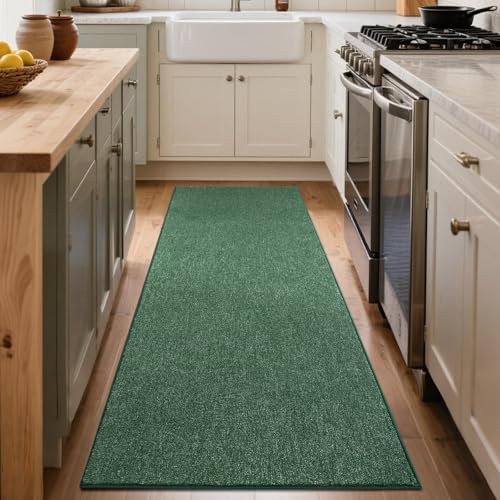 2x8 Green/White Runner Rug Non-Slip Washable for Hallway Kitchen Bedroom