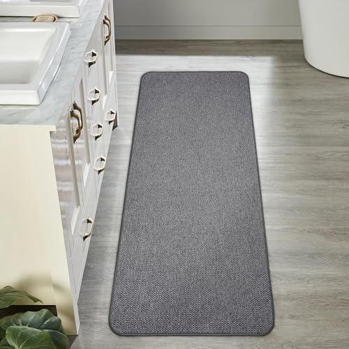 Bosap Bath Mat,Ultra Thin Bathroom Runner Rugs,Large Bath Mats for Bathroom,Quick Dry,Non-Slip,Machine Washable,Low Pile,Bath Rug,Shower Outside,Sink,Home Decor Accessories.Dark Grey,2'x5'(24x60inch)