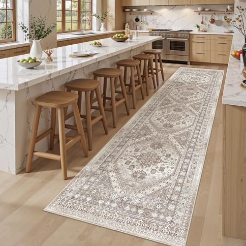 befbee 2'6"x10' Runner Rug for Hallway Washable Non Slip Kitchen Rug Brown