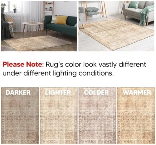 Keen Home Design Vintage Washable Area Rug, Non-Slip Low Pile, 9x12