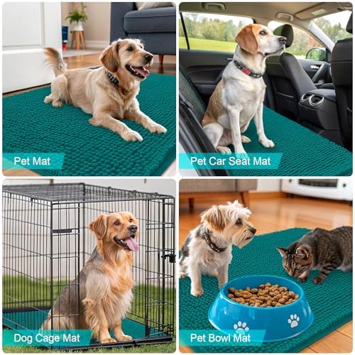 OLANLY Dog Door Mat for Muddy Paws 50x30, Super Absorbent Chenille Mud Mat
