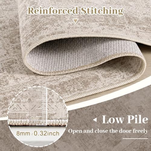 XLUEZ Area Rug 6x9 Living Room Rug, Machine Washable Vintage Distressed Medallion Rug Non-Slip Soft Low Pile Large Indoor Rugs for Bedroom Kitchen Dining Room Office(Brown,6'x9')