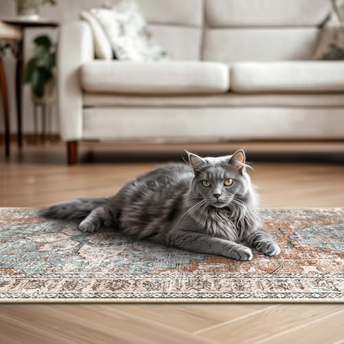 BESTSWEETIE Washable Boho 2x8 Runner Rug for Living Room, Green Brick